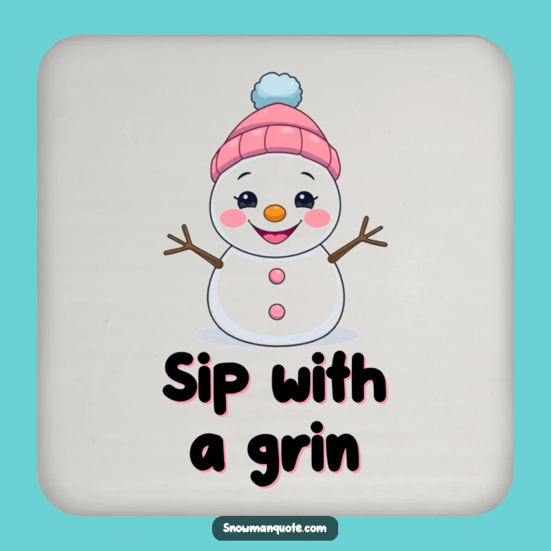 Funny Grinning Snowman Coaster - Quirky Winter Table Protection