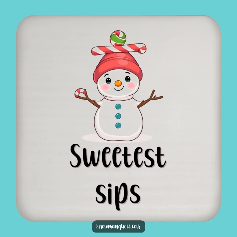 Funny Candy Cane Snowman Coaster: Festive Balance Drink Protector
