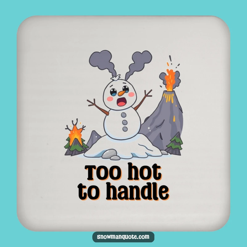 Funny Volcano Snowman Coaster: Protect Surfaces with Explosive Humor