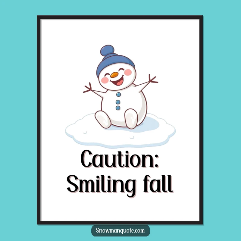 Funny Slipping Snowman Poster - Hilarious Winter Wall Art