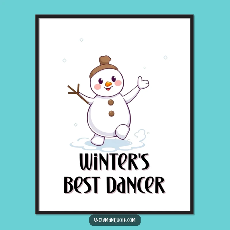 Funny Dancing Snowman Snow Swirl Poster, Bring Festive Energy to Your Walls