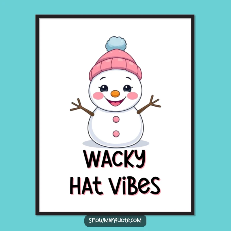 Funny Grinning Snowman Poster - Quirky Winter Wall Art