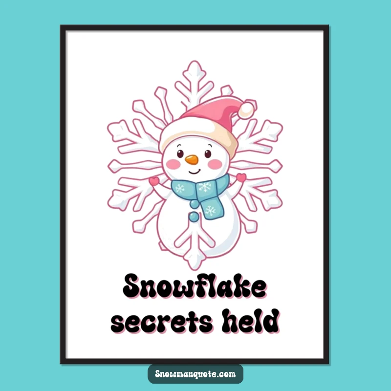 Funny Snowman Peeking Poster: Mysterious Winter Art for Wall Decor