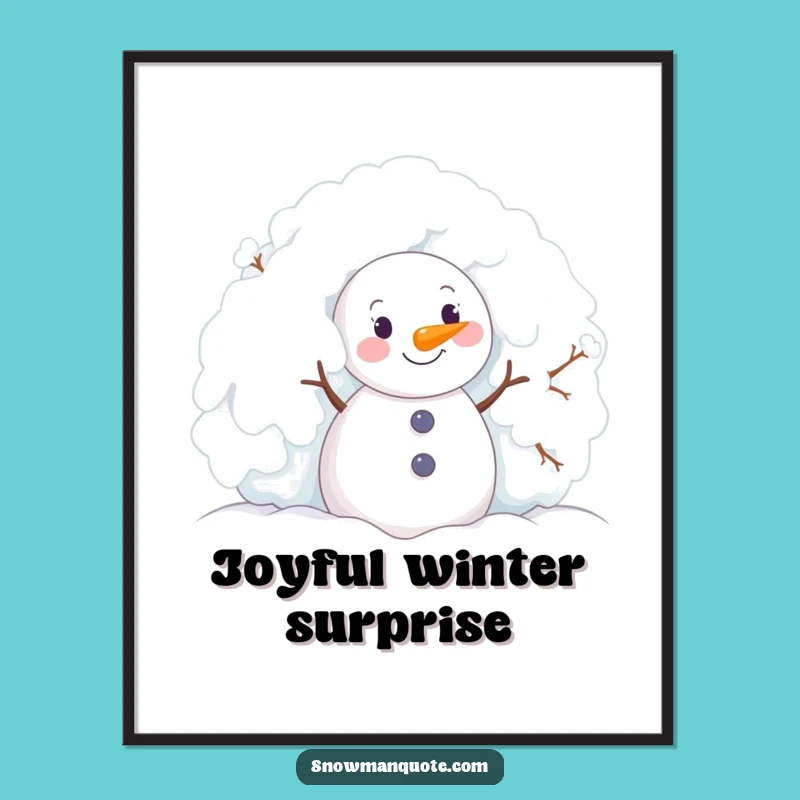 Funny Snowman Poster - Peeking Delightful Winter Art for Wall Decor Gift