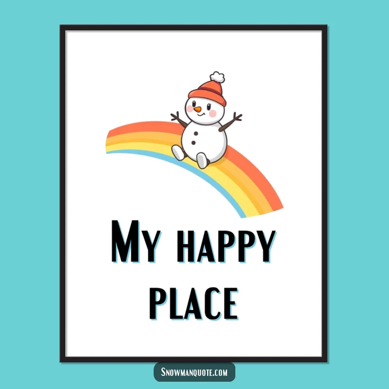 Funny Snowman Rainbow Slide Poster: Cheerful Wall Art for a Brighter Space