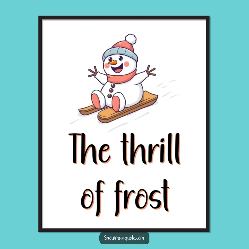 Funny Snowman Sledding Poster: Hilarious Winter Scene for Wall Art