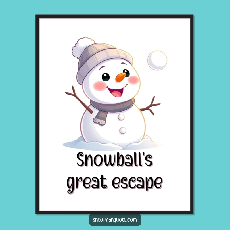 Funny Snowman Rolling Poster: Cheerful Winter Art for Your Walls and Laughs Gift