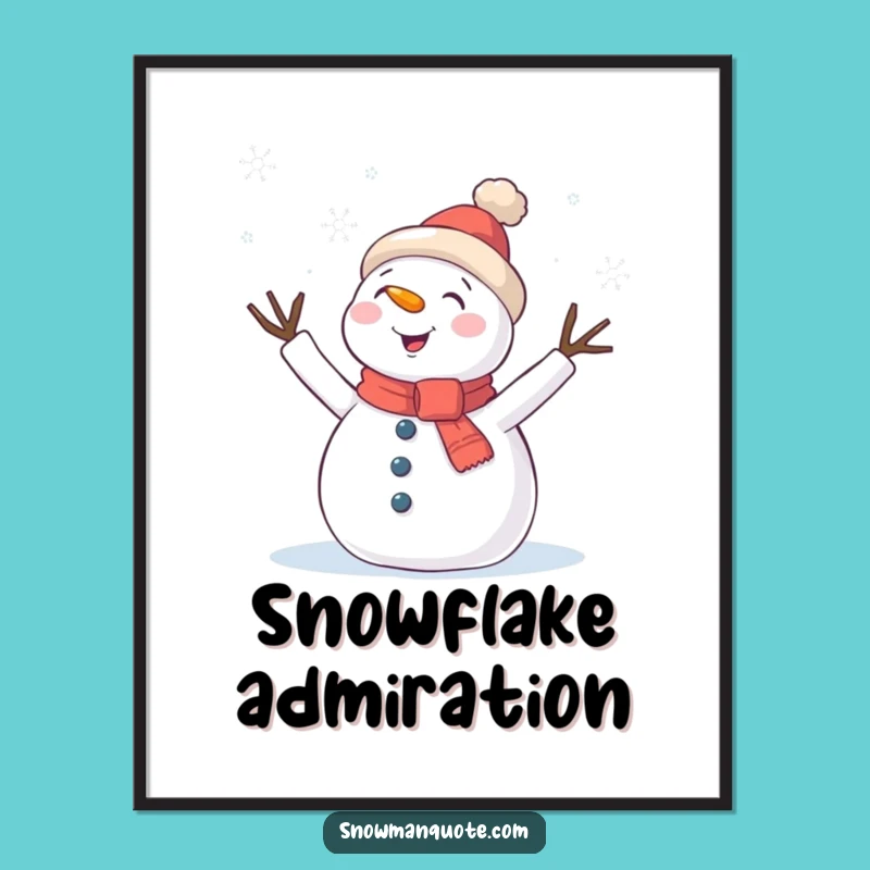 Funny Snowman Snowflake Wave Poster: Charming Winter Character Wall Art Gift