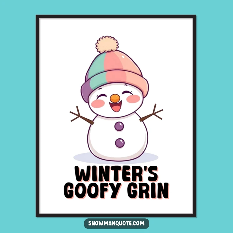 Funny Snowman Giggling Poster - Whimsical Winter Wall Art with a Humorous Character