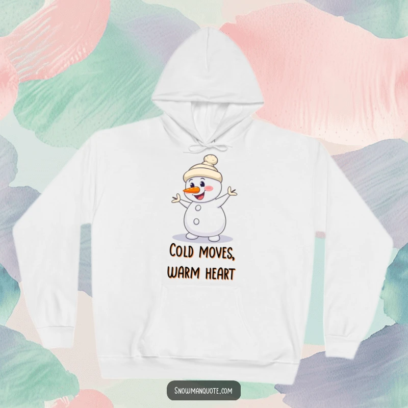 Funny Snowman Hoodie: A cozy hoodie depicting a snowman doing a silly dance with its carrot nose crooked.