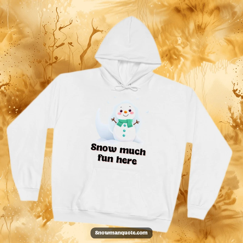 Funny Snowman Hoodie: A cozy hoodie depicting a snowman peeking from behind a very large snowball.