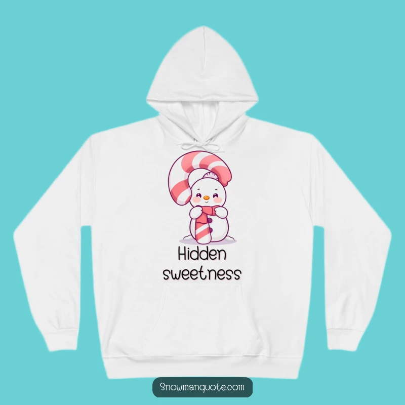 Funny Shy Snowman Candy Cane Hoodie: Cozy Holiday Hiding