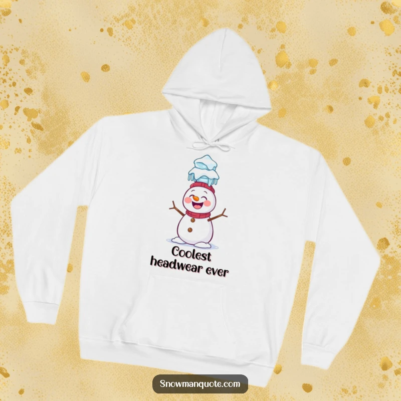Funny Snowman Hoodie: A giggling snowman attempts to balance a stack of icicles on its head, offering cozy winter comedy.
