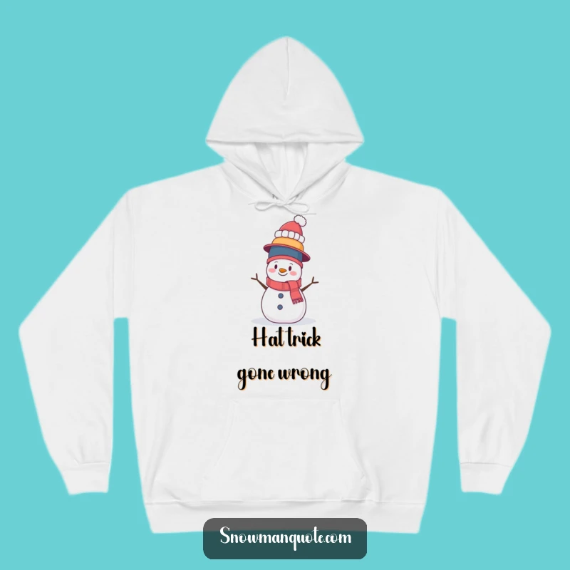 Funny Wobbly Hat Snowman Hoodie - Cozy Comfort for Life's Balancing Acts
