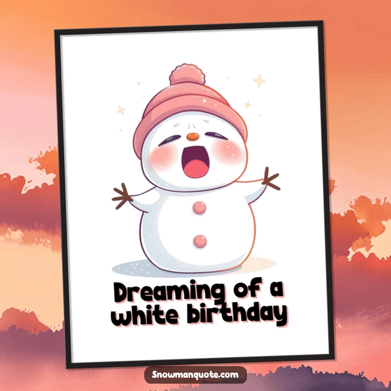 Funny Free Printable Wall Art: Sleepy snowman yawning widely, dusted with twinkling stardust, bringing cozy humor to any room.