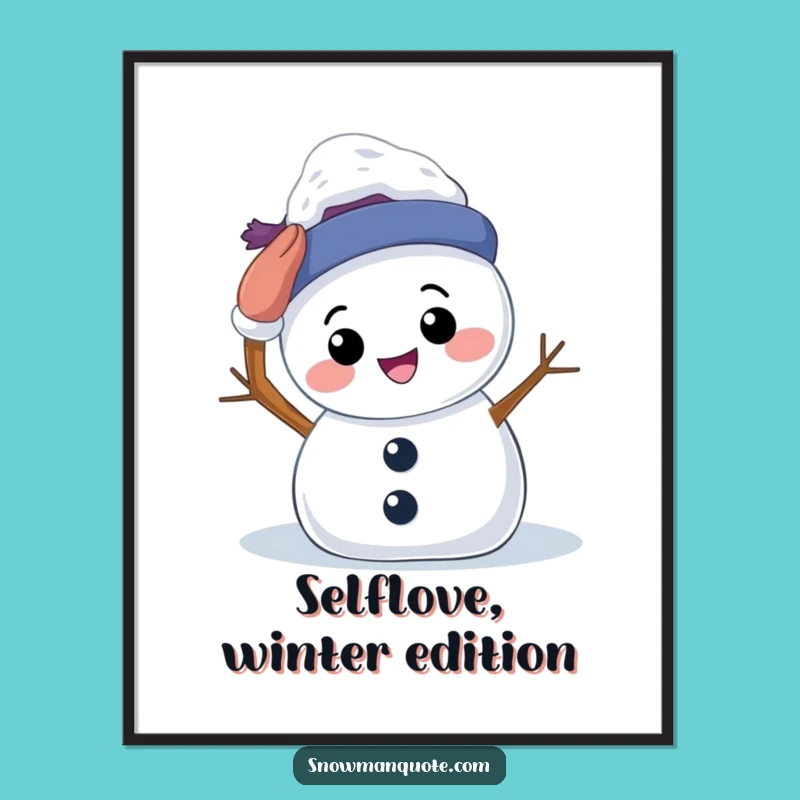 Free Printable Happy Snowman Wall Art Funny Self Pat Downloadable Decor