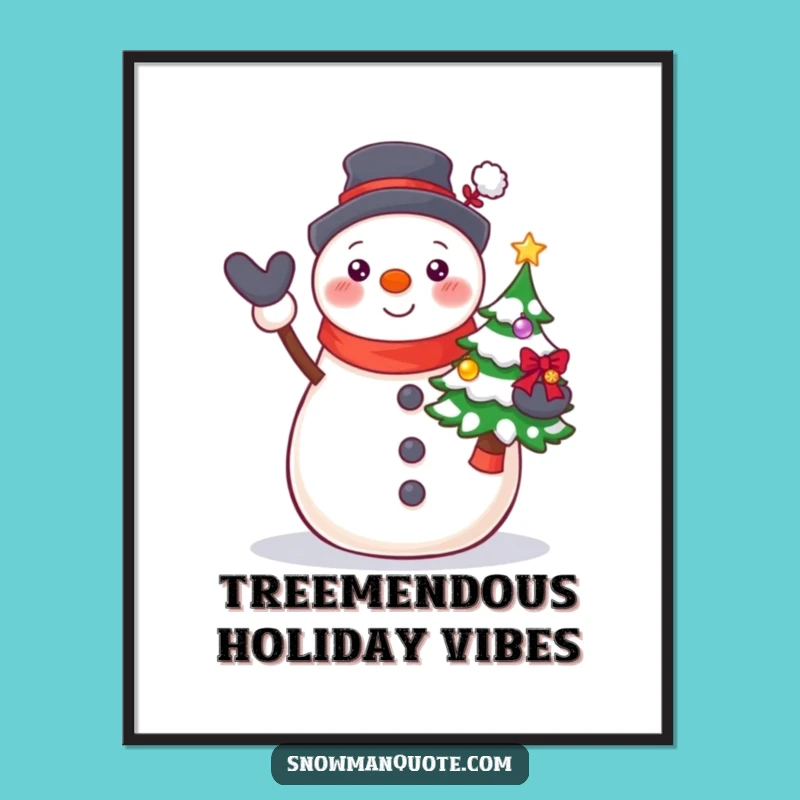 Free Printable Snowman Christmas Tree Art: Proud Winter Decor, Funny Downloadable Gift