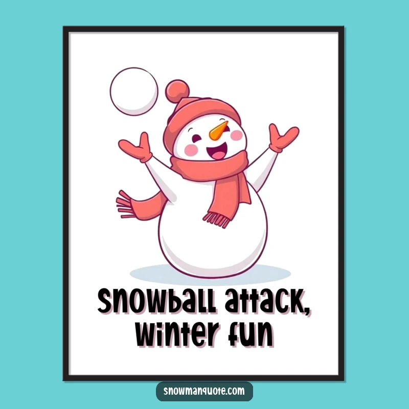 Free Printable Snowman Wall Art: Funny Snowball Action Downloadable Decor