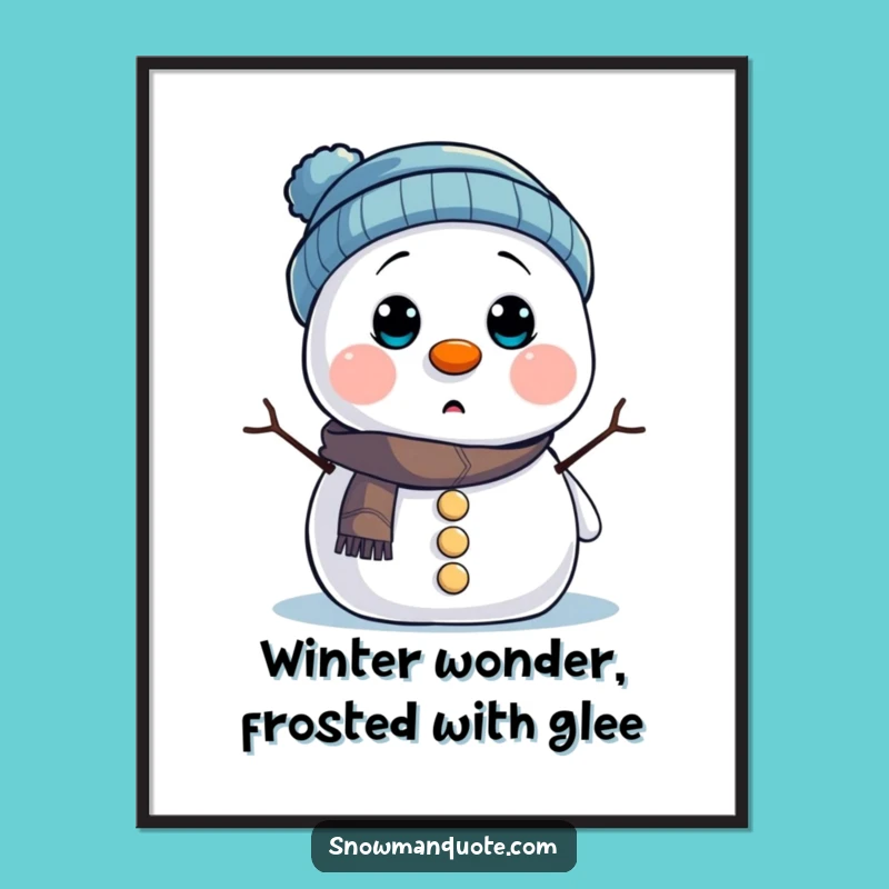 Free Printable Surprised Snowman Wall Art Funny Hat Downloadable Decor