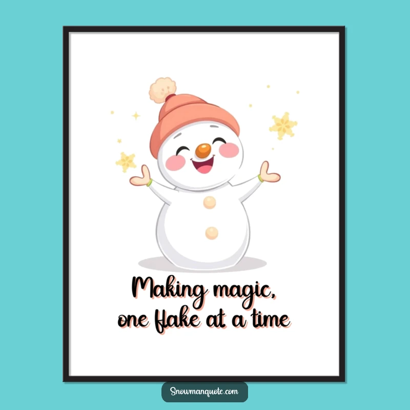 Free Printable Wall Art: Funny Snowman Juggler, Humorous Downloadable Decor