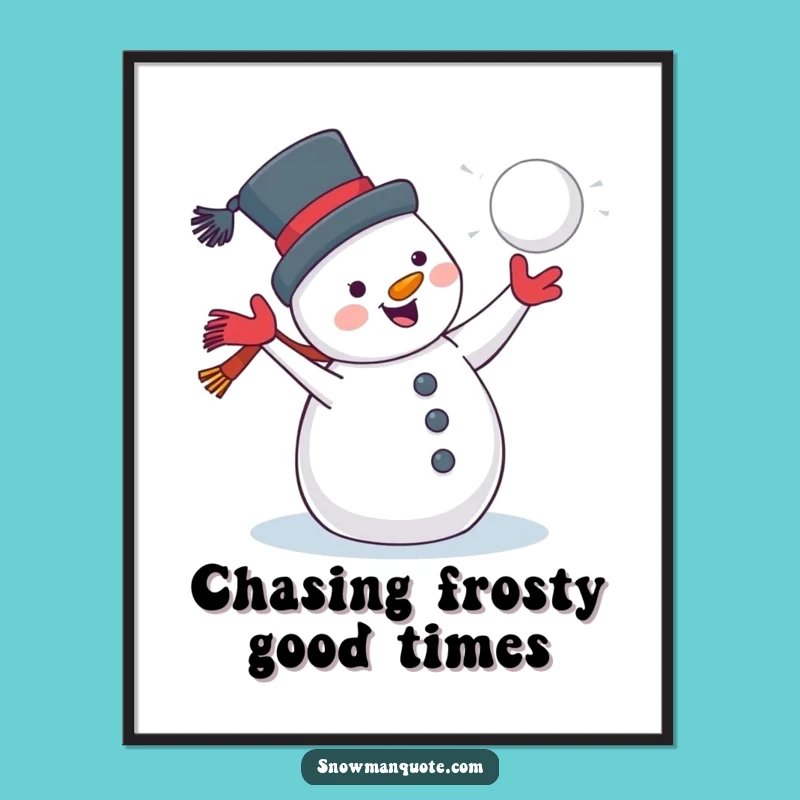 Free Printable Wall Art: Jolly Snowman Snowball Fun, Winter Decor!