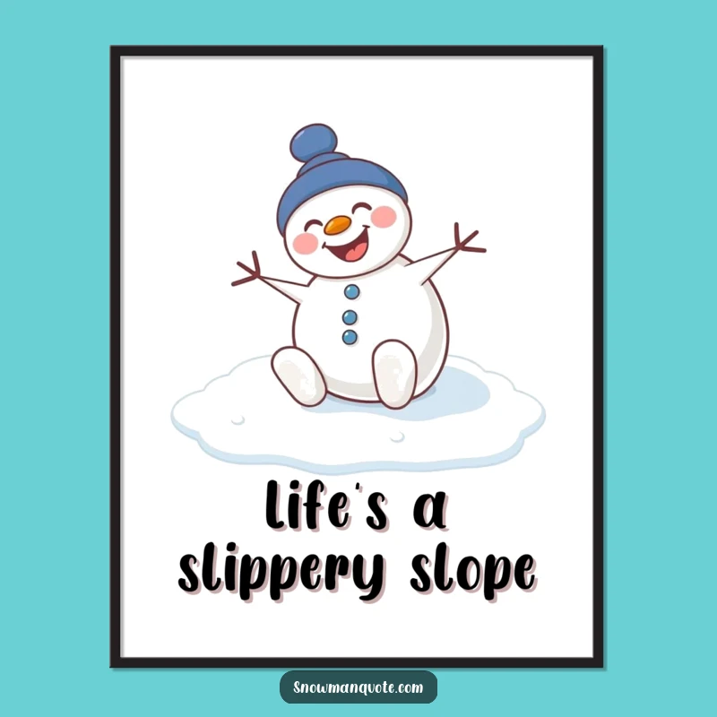 Free Printable Wall Art: Slipping Snowman, Funny Downloadable Decor for Whimsical Spaces