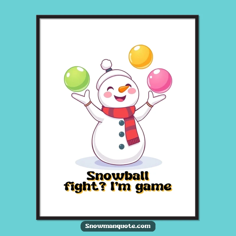 Funny Free Printable Snowman Wall Art: Downloadable Decor with Juggling Joy
