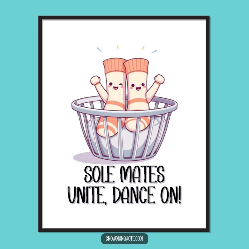 Funny Free Printable Wall Art: Dancing Socks Laundry Party, Downloadable Decor