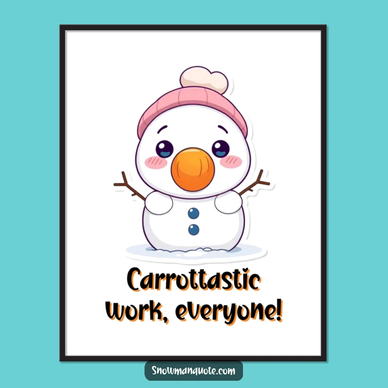 Funny Free Printable Wall Art: Snowman Carrot Nose Downloadable Decor