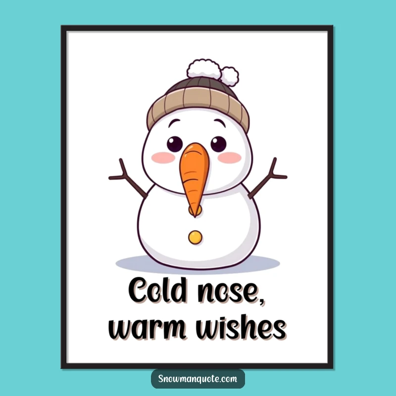 Funny Free Printable Wall Art: Surprised Snowman Nose Fall, Quirky Downloadable Decor