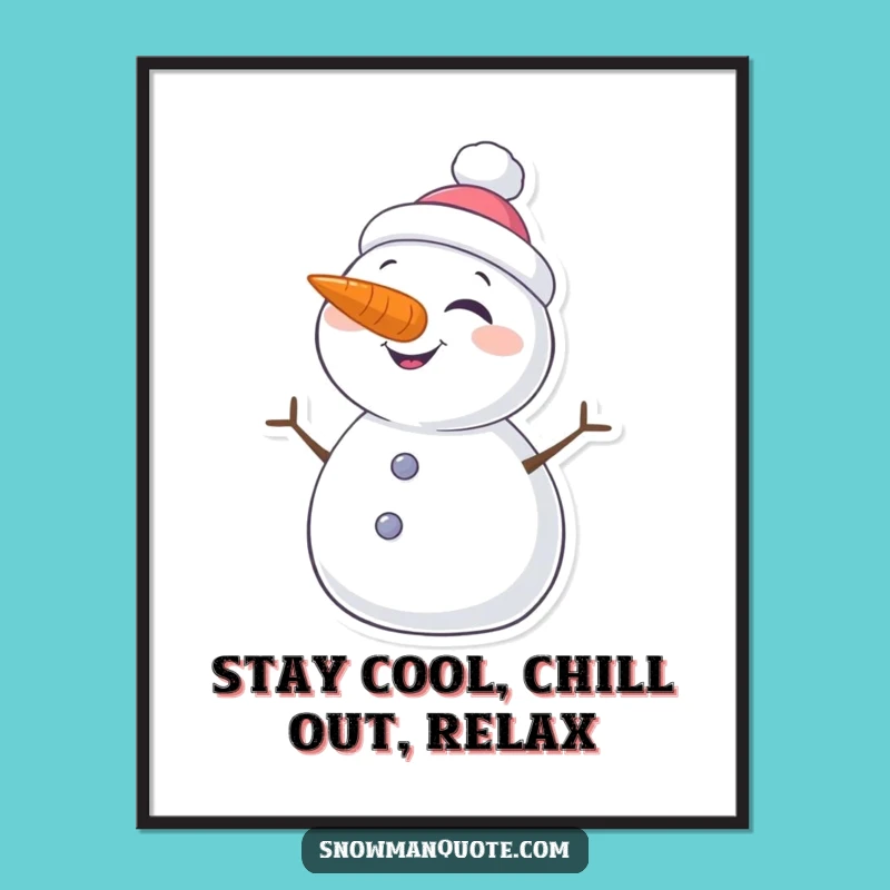 Funny Free Printable Wall Art: Winking Snowman Carrot Nose, Playful DIY Downloadable Decor!