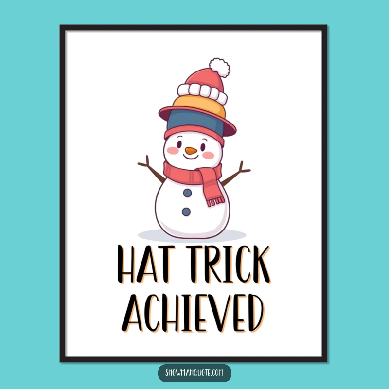 Funny Free Printable Wall Art: Wobbly Snowman Hat Tower, Quirky Decor