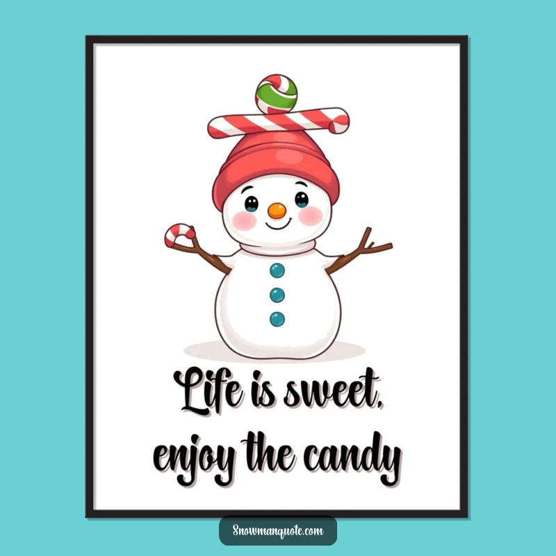 Funny Free Printable Wall Art: Candy Cane Crown Snowman, Whimsical DIY Decor!