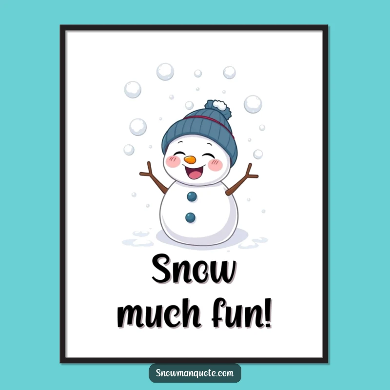 Funny Free Printable Wall Art: Giggling Snowman Snowball Shower, Playful Decor