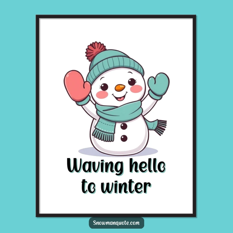 Funny Free Printable Wall Art: Snowman Waving - Downloadable Decor