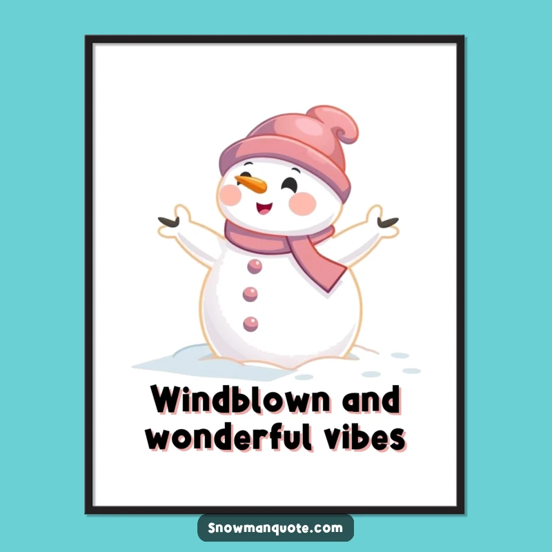 Free Printable Wall Art: Funny Windblown Snowman Humorous Downloadable Art