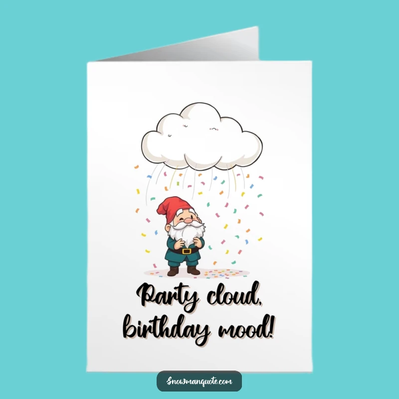 Free Printable Birthday Card: Confetti Cloud Gnome Surprise, Funny Downloadable Gift