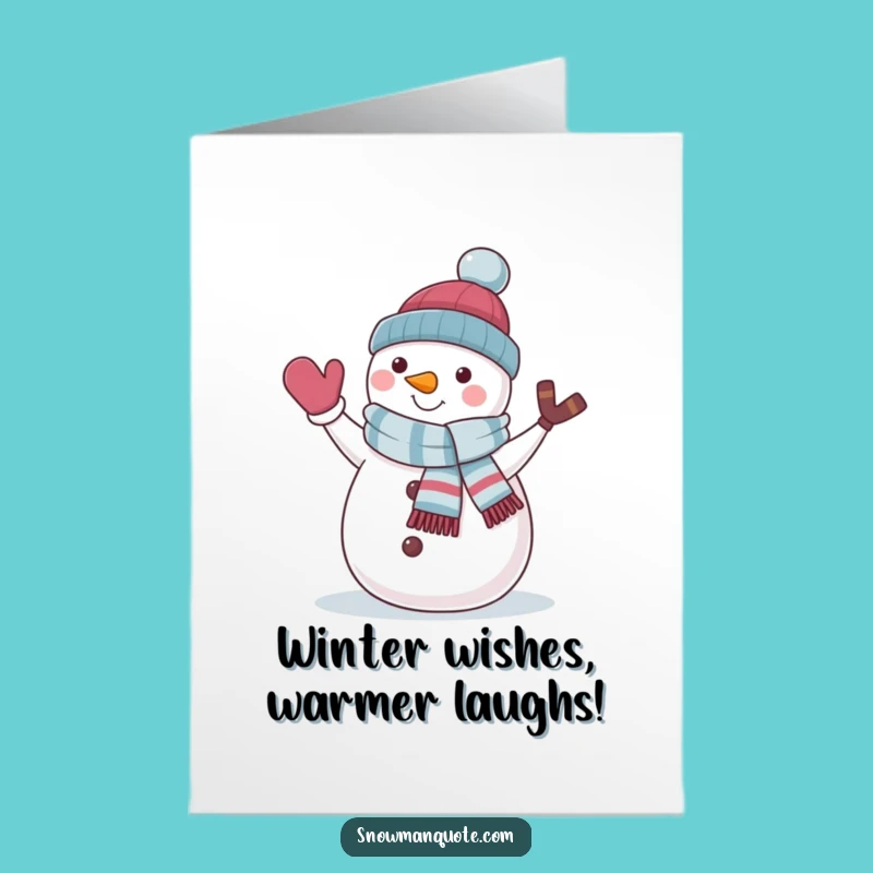 Free Printable Birthday Card: Jaunty Snowman Waving Funny Downloadable Gift