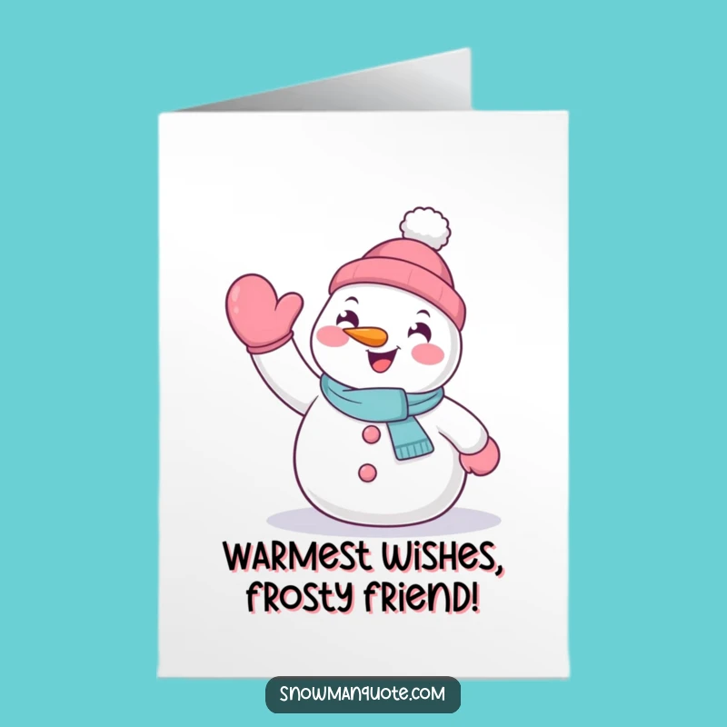 Free Printable Birthday Card: Waving Snowman, Funny Downloadable Greeting for Happy Vibes