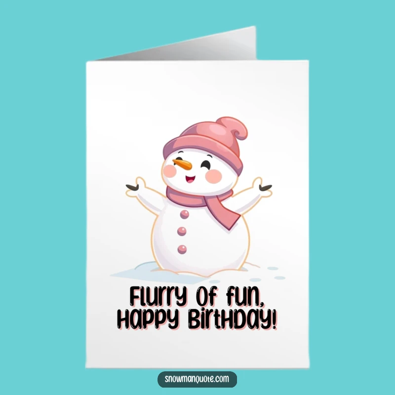 Free Printable Windblown Snowman Birthday Card: Funny Downloadable Gift for a Blustery Day