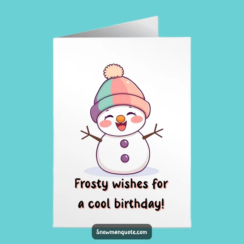 Funny Free Printable Birthday Card: Giggling Snowman Lopsided Hat Downloadable Gift
