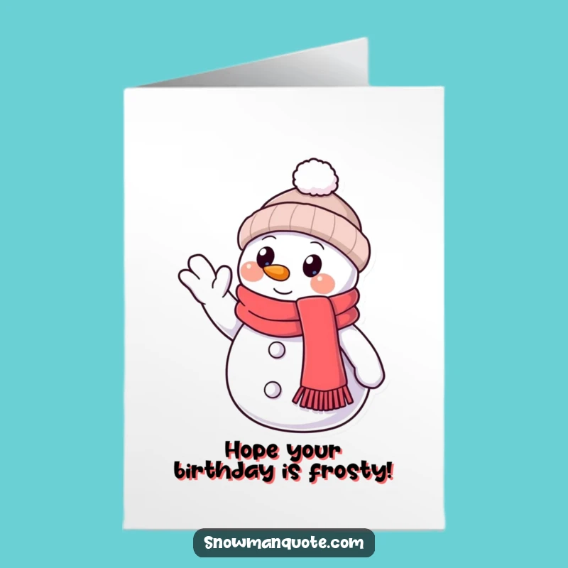Free Printable Birthday Card: Friendly Snowman Wave - Hilarious Downloadable Gift