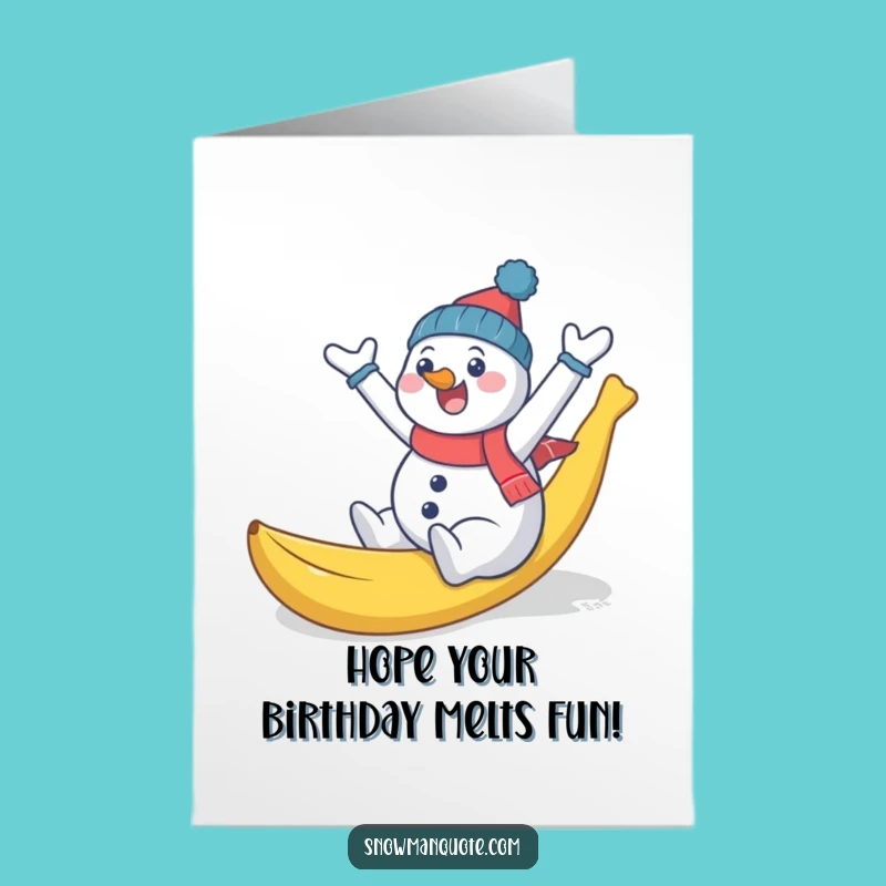 Free Printable Birthday Card: Slipping Snowman Comedy, Funny Downloadable Gift