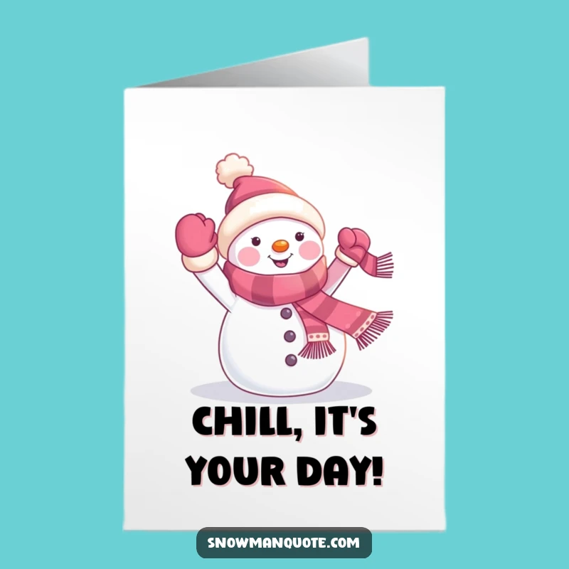Jolly Snowman Birthday Card Free Printable: Banner Wave Downloadable Gift
