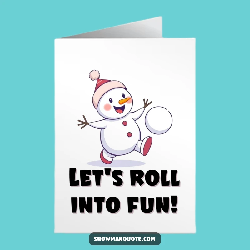 Energetic Snowman Birthday Card Free Printable: Snowball Chase Downloadable Gift