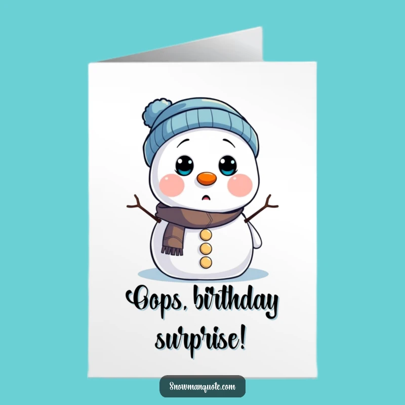 Free Printable Surprised Snowman Birthday Card Funny Hat Slide Downloadable