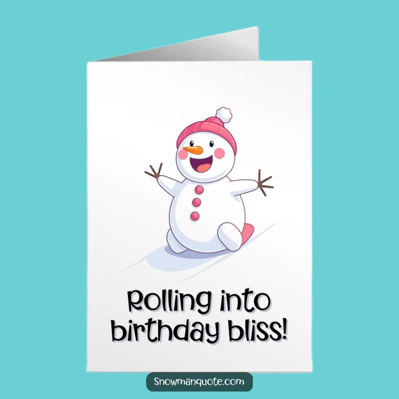Free Printable Snowman Birthday Card: Cheerful Roller Funny Downloadable Gift!