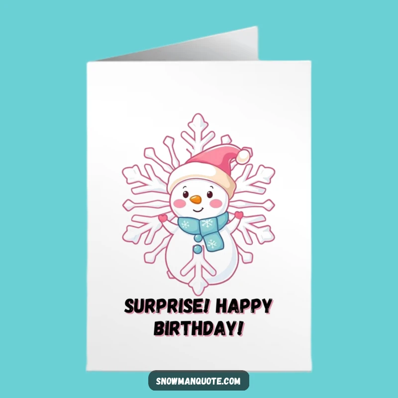 Free Printable Birthday Card: Snowman Peeking - Downloadable Gift