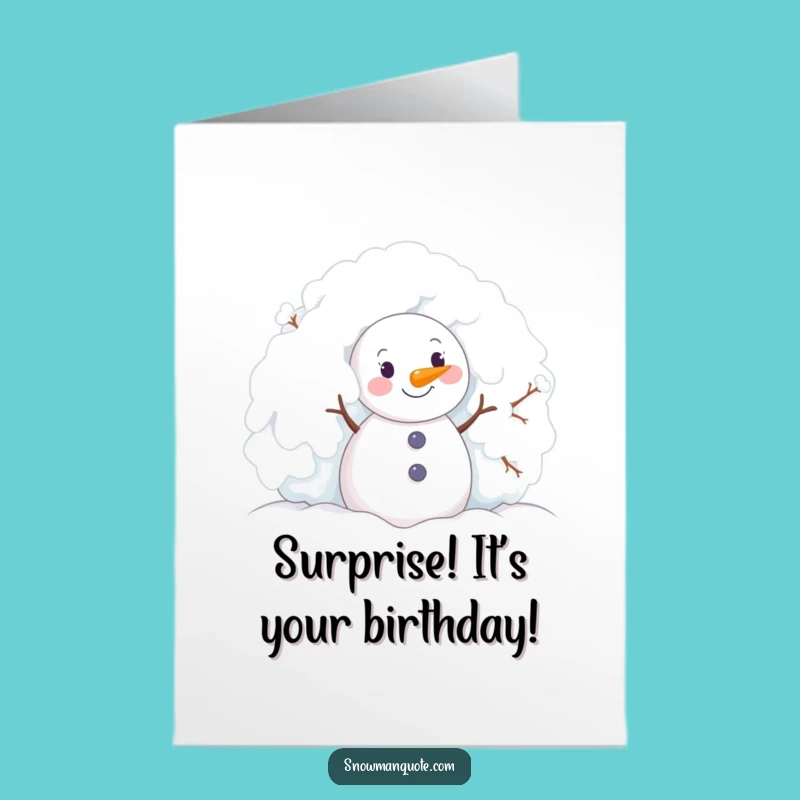 Free Printable Birthday Card: Peeking Snowman Delight Funny Downloadable Gift