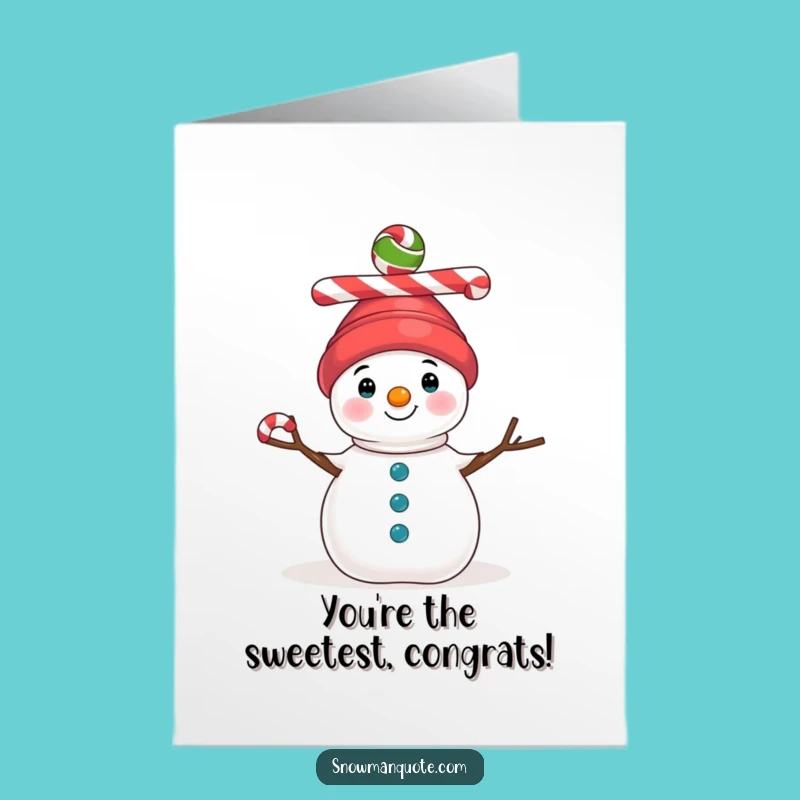 Free Printable Congrats Card: Candy Cane Hat Snowman, Funny DIY Downloadable Gift!